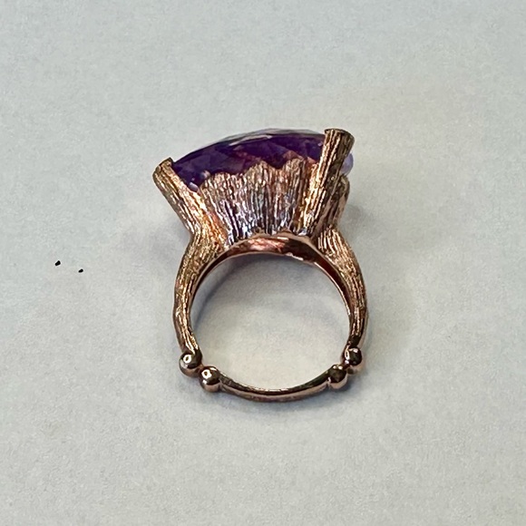 Sterling Silver Rose Gold Vermeil Amethyst Ring Size 6 - Picture 7 of 7